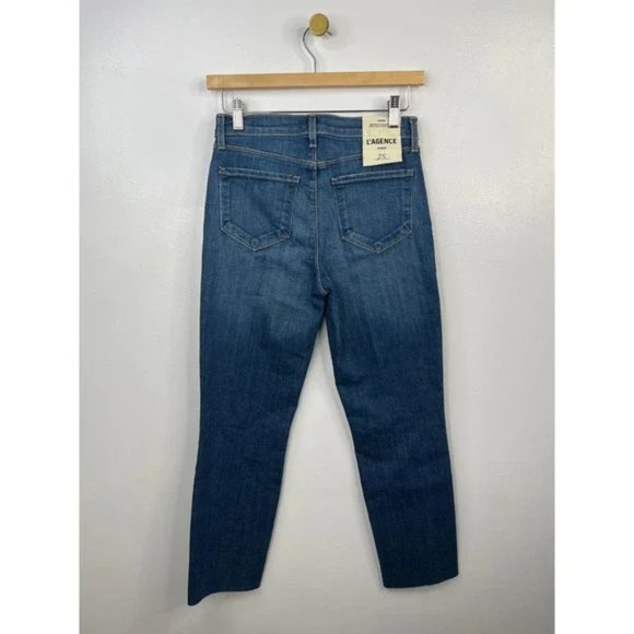 L'Agence Sada High Rise Crop Slim Faded Raw Hem Jeans Crescent Size: 25 NWT - Picture 6 of 8